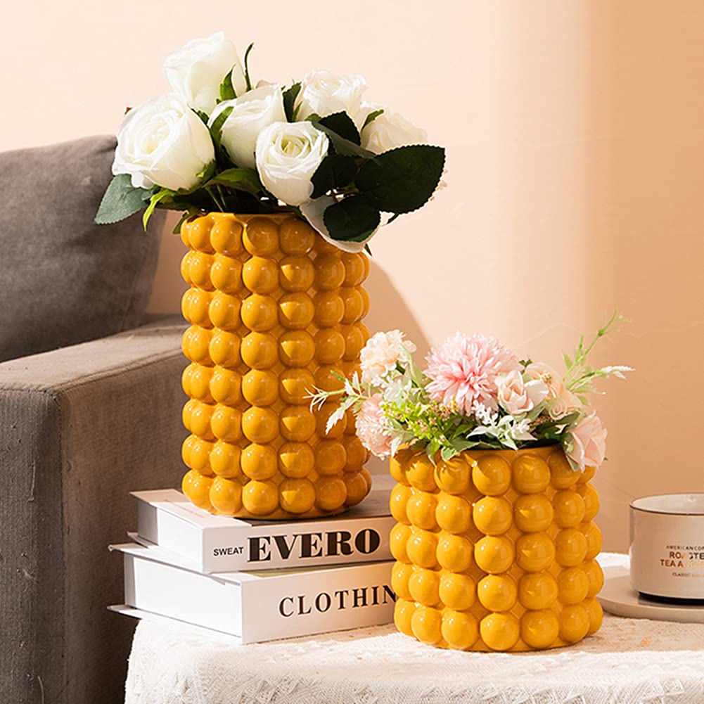 Amazon.co.jp: ANDING イエロー花瓶。ホームデコレーション用